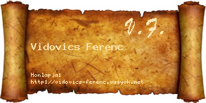Vidovics Ferenc névjegykártya