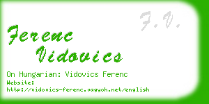 ferenc vidovics business card